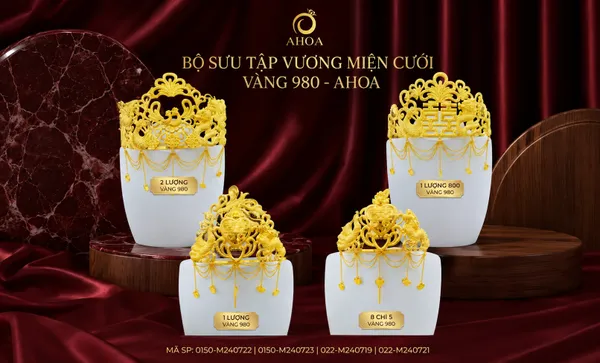 H&oacute;a Nữ Ho&agrave;ng Ng&agrave;y Cưới: M&atilde;n Nh&atilde;n BST Vương Miện V&agrave;ng 980 Chạm Nổi 3D Tại TPHCM