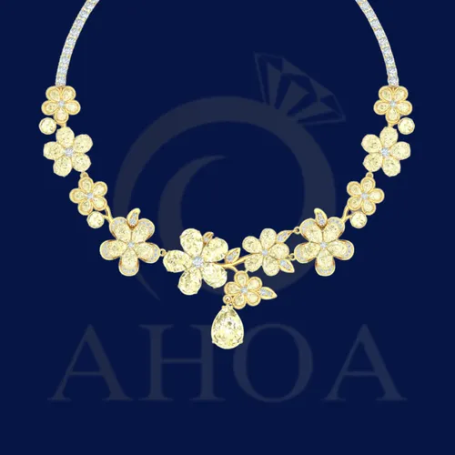 D&amp;acirc;y Chuyền V&amp;agrave;ng MD7774 Nữ Mặt Hoa Năm C&amp;aacute;nh Đa Sắc Trọng Lượng 9 Chỉ &amp;ndash; Ho&amp;agrave; Hiếu Jewelry AHOA - image 3