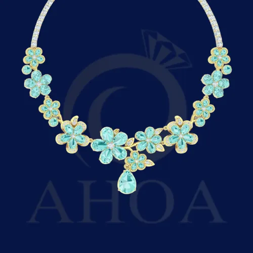 D&amp;acirc;y Chuyền V&amp;agrave;ng MD7774 Nữ Mặt Hoa Năm C&amp;aacute;nh Đa Sắc Trọng Lượng 9 Chỉ &amp;ndash; Ho&amp;agrave; Hiếu Jewelry AHOA - image 5
