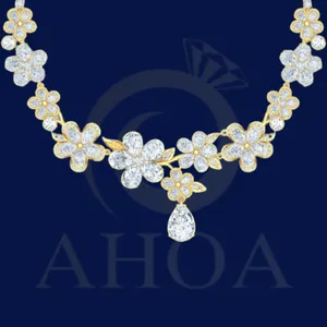 D&acirc;y Chuyền V&agrave;ng Nữ Mặt Hoa Năm C&aacute;nh Đa Sắc Trọng Lượng 9 Chỉ &ndash; Ho&agrave; Hiếu Jewelry AHOA