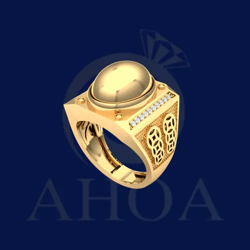 Nhẫn Nam V&amp;agrave;ng Đ&amp;iacute;nh Đ&amp;aacute; Chủ D&amp;aacute;ng Oval NA7692 - image 1