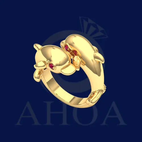 Nhẫn nữ h&amp;igrave;nh c&amp;aacute; heo nặng 5ph&amp;acirc;n v&amp;agrave;ng 610 - image 1
