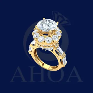 Nhẫn Nữ V&agrave;ng Đ&iacute;nh Đ&aacute; Chủ Tr&ograve;n 10 Ly