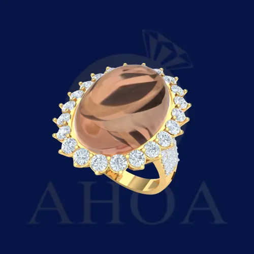 Nhẫn Nữ V&amp;agrave;ng Mặt Đ&amp;aacute; Oval Đa Sắc - image 1