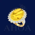 Nhẫn Nữ V&amp;agrave;ng Mặt Đ&amp;aacute; Oval Đa Sắc - image thumbs 2