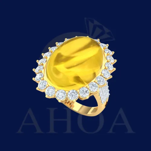 Nhẫn Nữ V&amp;agrave;ng Mặt Đ&amp;aacute; Oval Đa Sắc - image 2