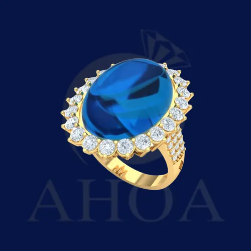 Nhẫn Nữ V&amp;agrave;ng Mặt Đ&amp;aacute; Oval Đa Sắc - image 4