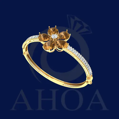 V&amp;ograve;ng Tay V&amp;agrave;ng Đ&amp;iacute;nh Mặt Hoa Năm C&amp;aacute;nh - image 3