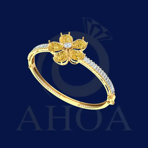 V&amp;ograve;ng Tay V&amp;agrave;ng Đ&amp;iacute;nh Mặt Hoa Năm C&amp;aacute;nh - image 4