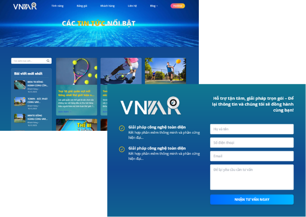 Đầy đủ tính năng trang blog, liện hệ