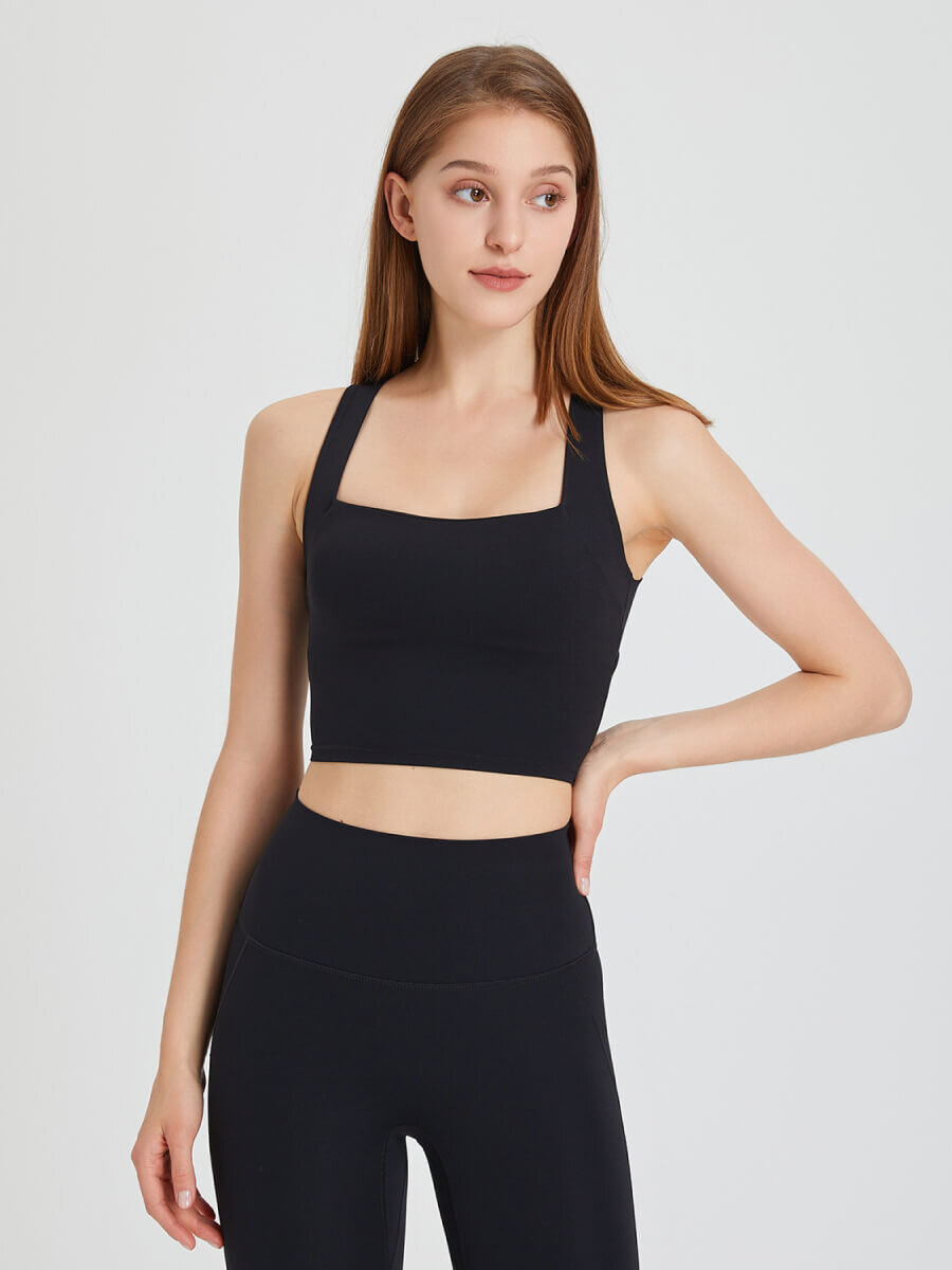 &Aacute;o tập croptop quai lưng ch&eacute;o