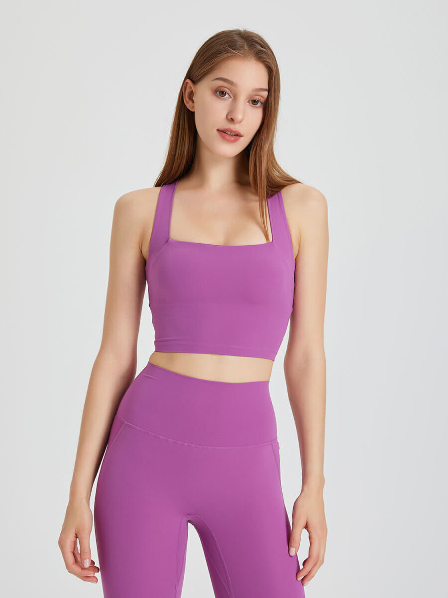 &Aacute;o tập croptop quai lưng ch&eacute;o